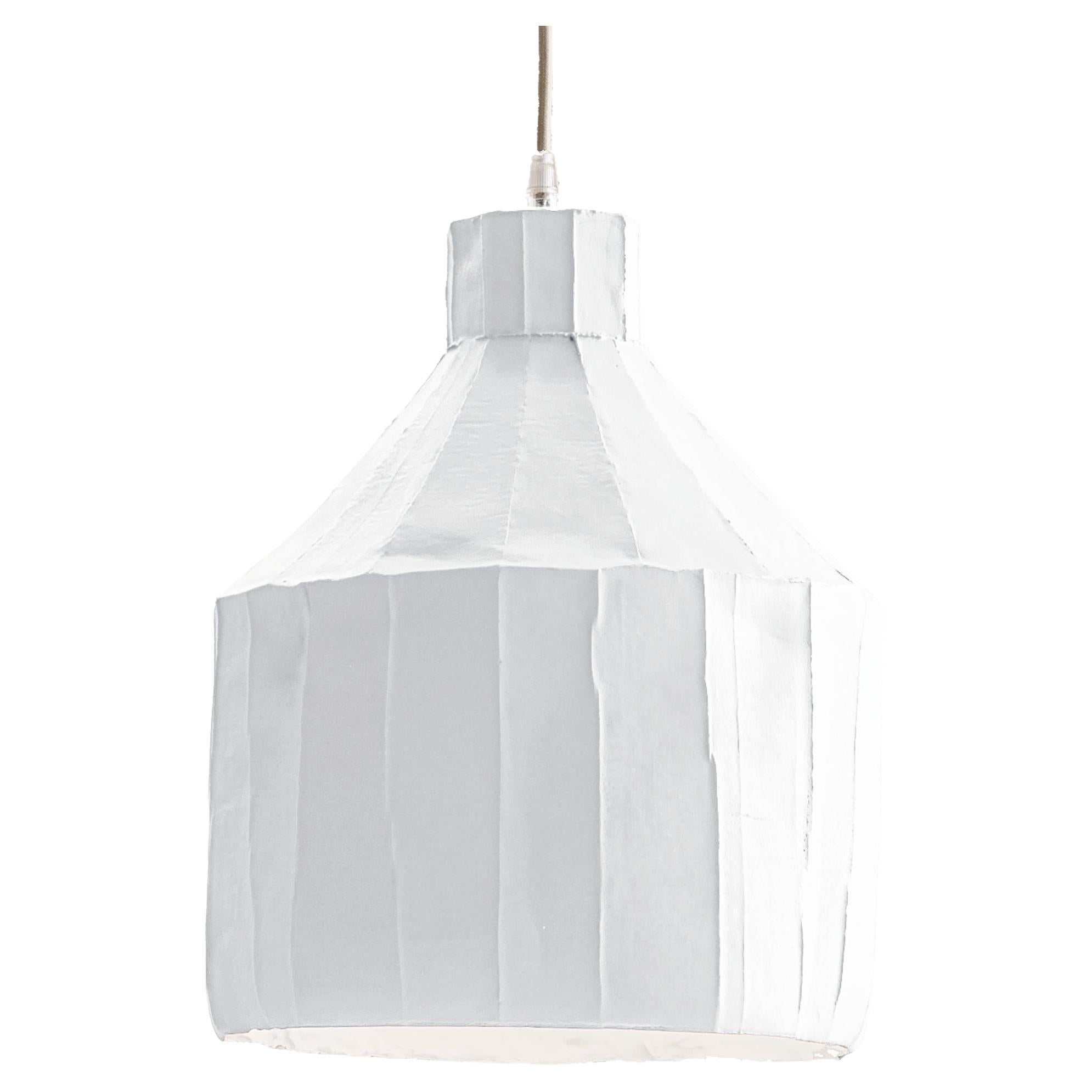 Lampe SUFI contemporaine en céramique blanche texturée Corteccia
