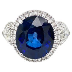 Contemporary Certified 15.74 Carat Sapphire 3.20 Carat Diamonds Love Ring