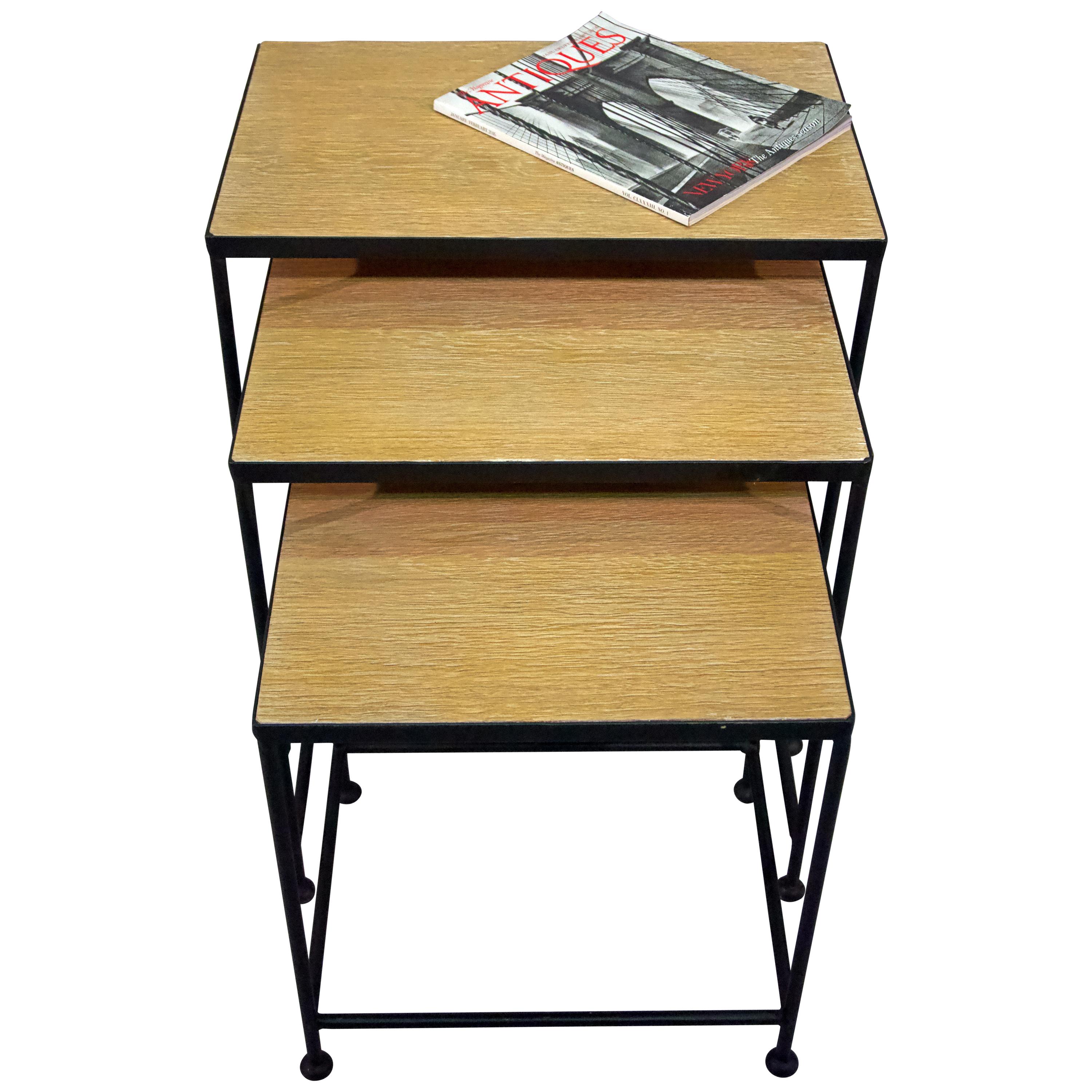 Contemporary Cerused Oak Top Nesting Tables