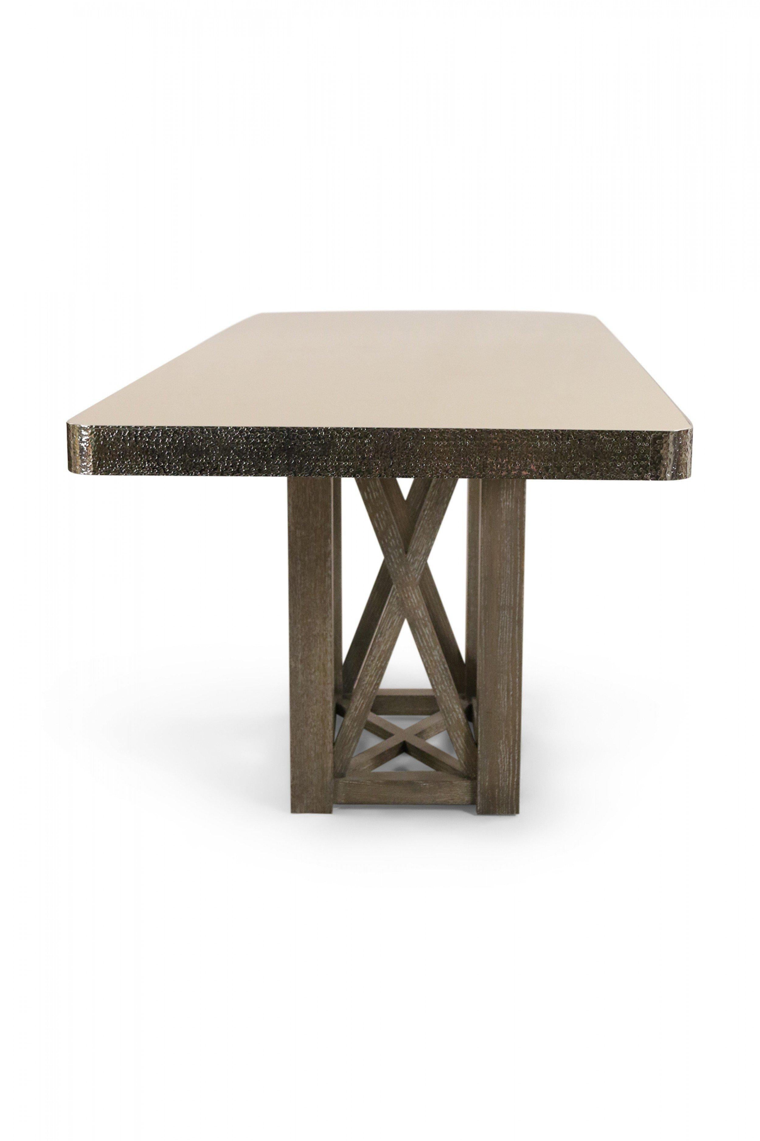 hammered metal dining table