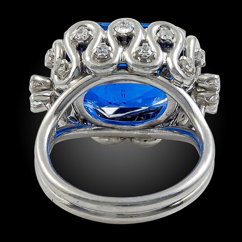 Contemporary Ceylon Sapphire Diamond Ring 14.67 Carat For Sale 1