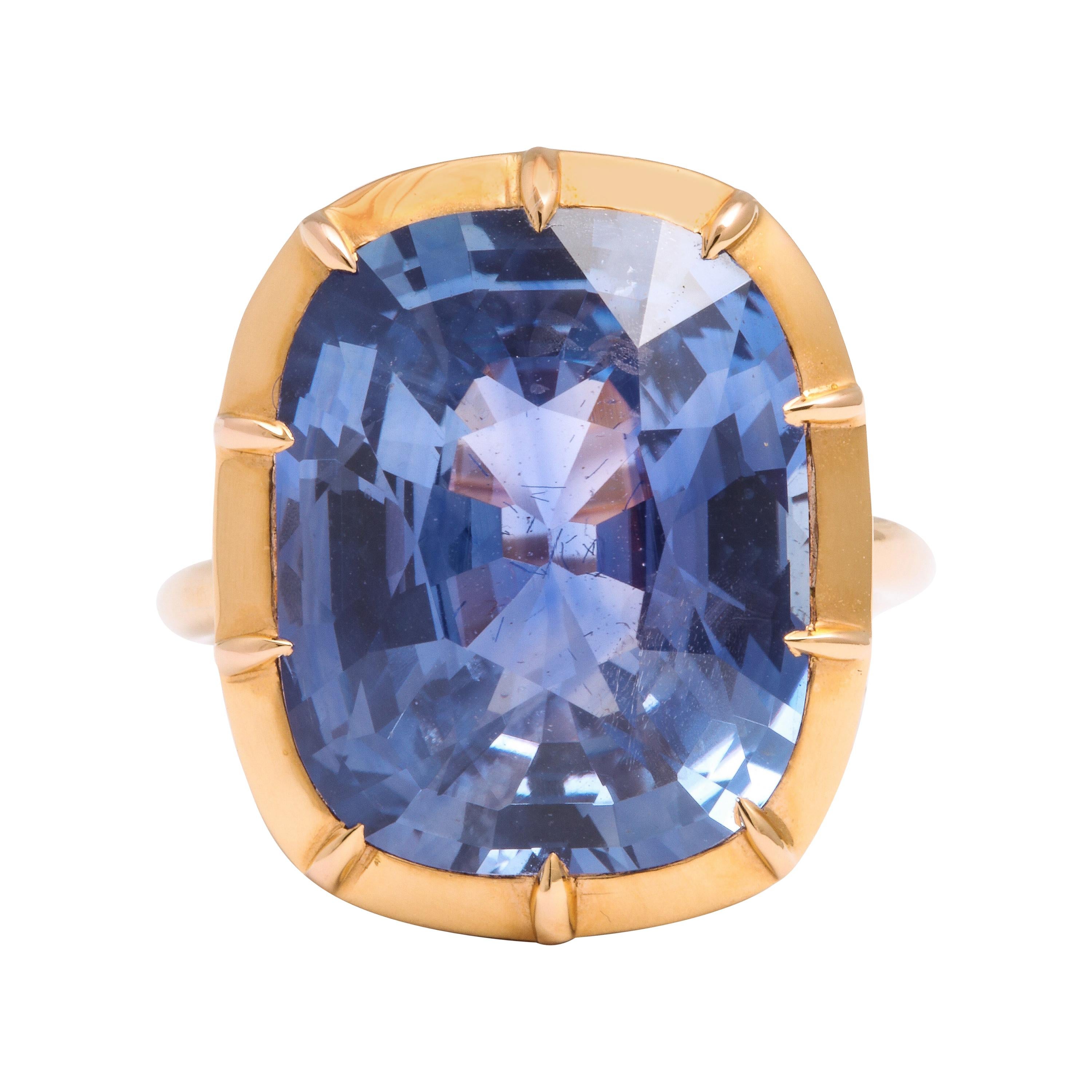 Contemporary Ceylon Sapphire Diamond Yellow Gold Georgian Style Ring