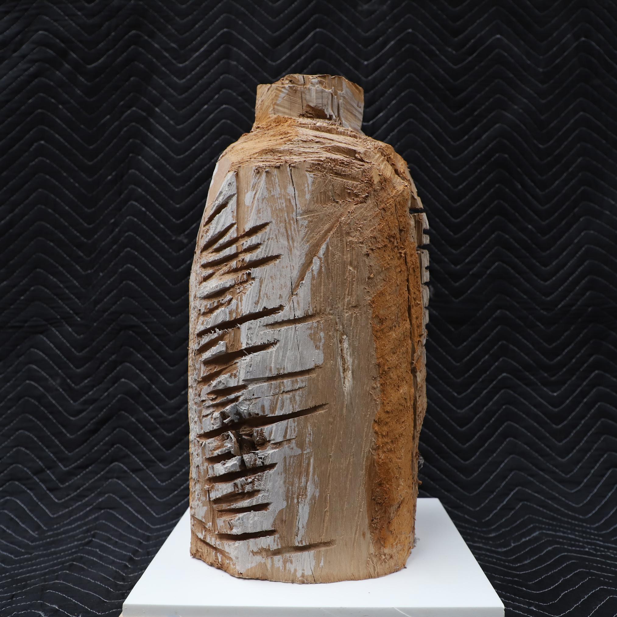 Hand-Carved Contemporary Chainsaws Carved Wooden Sculpture 009 by Studio Melrose For Sale