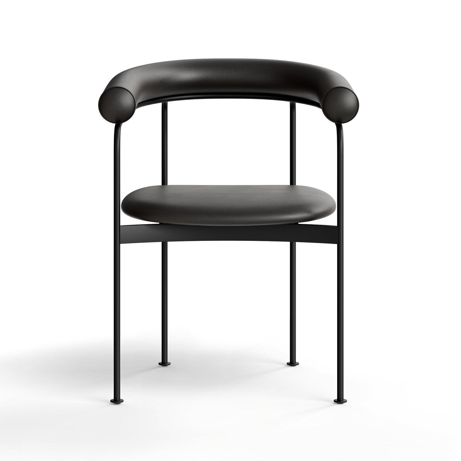 Scandinavian Modern Contemporary Chair 'BAIA' by Kensaku Oshiro x DK3, Black Frame, Black Leather For Sale