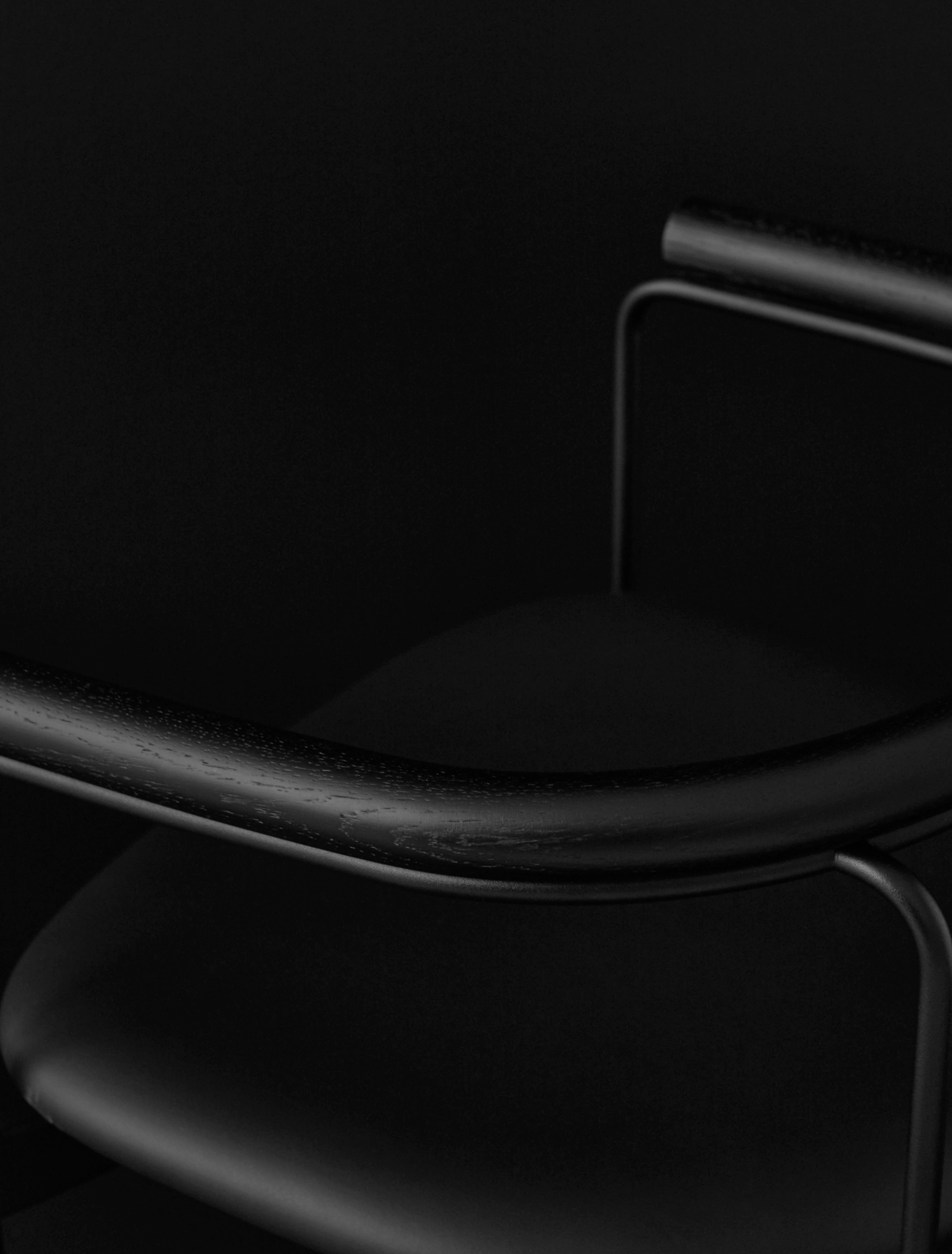 Contemporary Chair 'BAIA' by Kensaku Oshiro x DK3, Black Frame, Black Leather For Sale 2