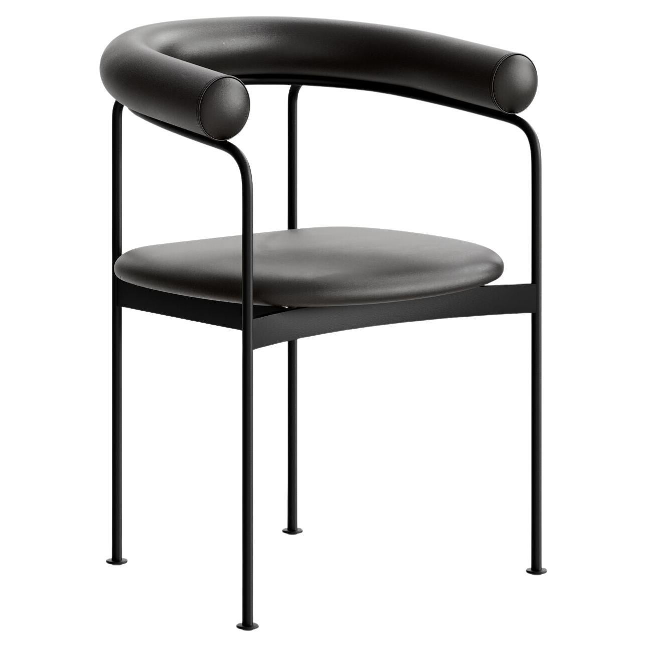 Contemporary Chair 'BAIA' by Kensaku Oshiro x DK3, Black Frame, Black Leather