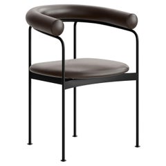 Contemporary Chair 'BAIA' by Kensaku Oshiro x DK3, Black Frame, Brown Leather