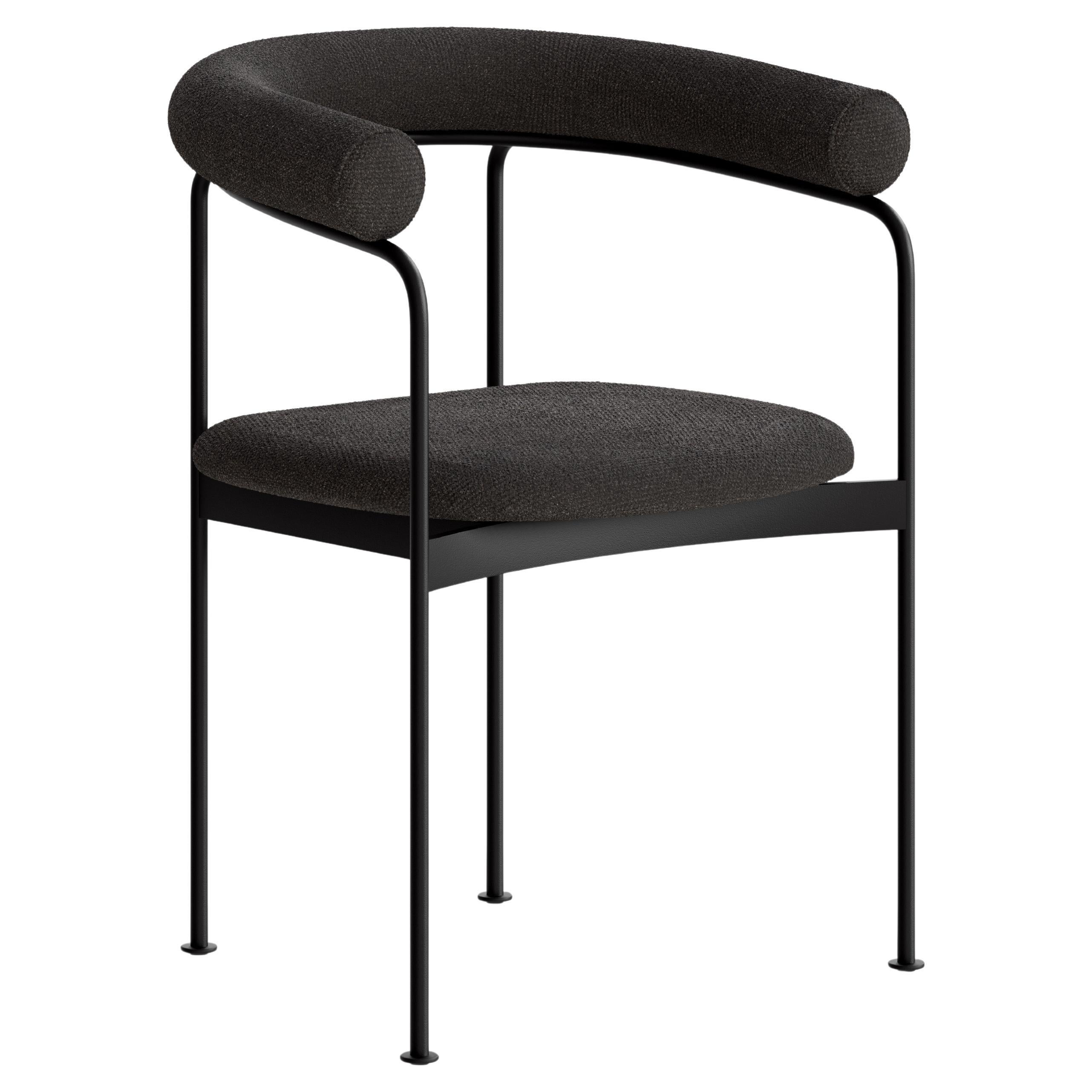 Contemporary Chair 'BAIA' by Kensaku Oshiro x DK3, Black Frame, Grey Fabric
