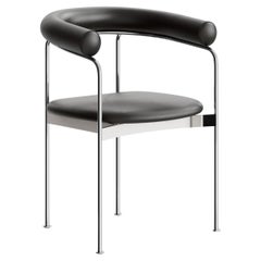Contemporary Chair 'BAIA' by Kensaku Oshiro x DK3, Chrome Frame, Black Leather
