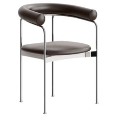 Contemporary Chair 'BAIA' by Kensaku Oshiro x DK3, Chrome Frame, Brown Leather