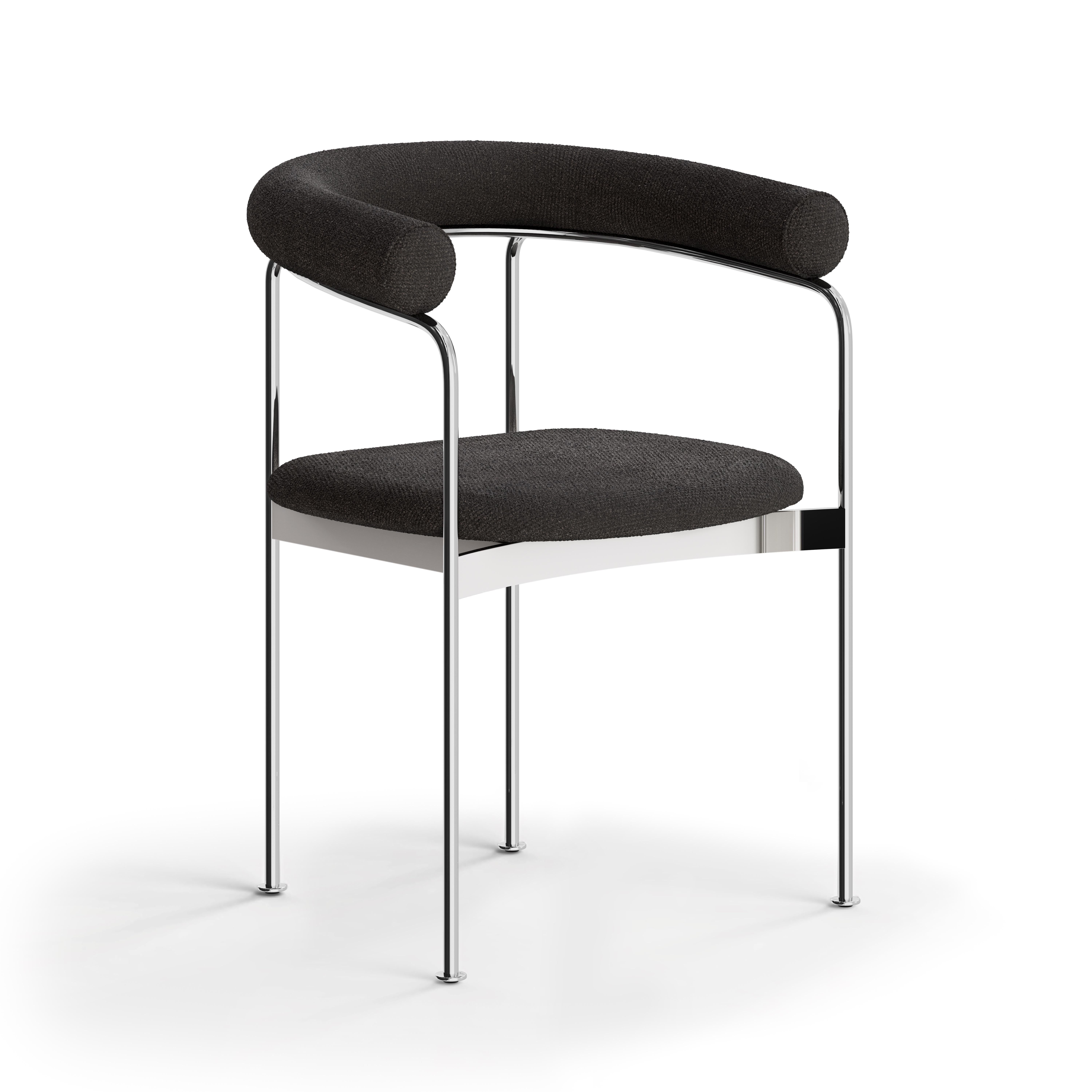BAIA dining chair
Steel frame, wooden or upholstered backrest

Model shown on main image:
Frame: Chrome
Backrest: Fabric
Fabric: Balmoral 91

Dimensions: 
H.74 x 58 x 50 cm / Seat height: 46 cm
H.29,13 x 22,83 x 19,69