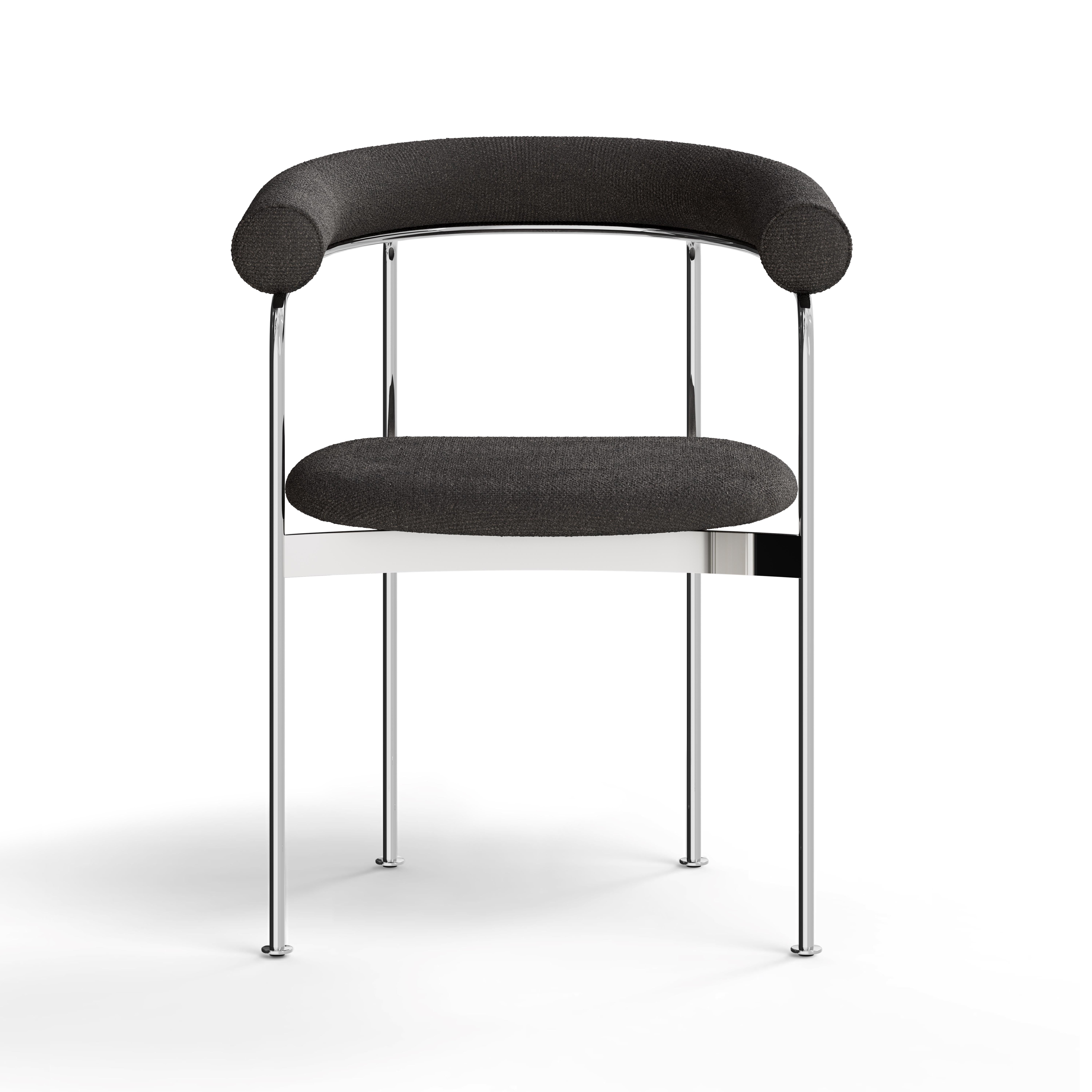 Scandinavian Modern Contemporary Chair 'BAIA' by Kensaku Oshiro x DK3, Chrome Frame, Grey Fabric For Sale
