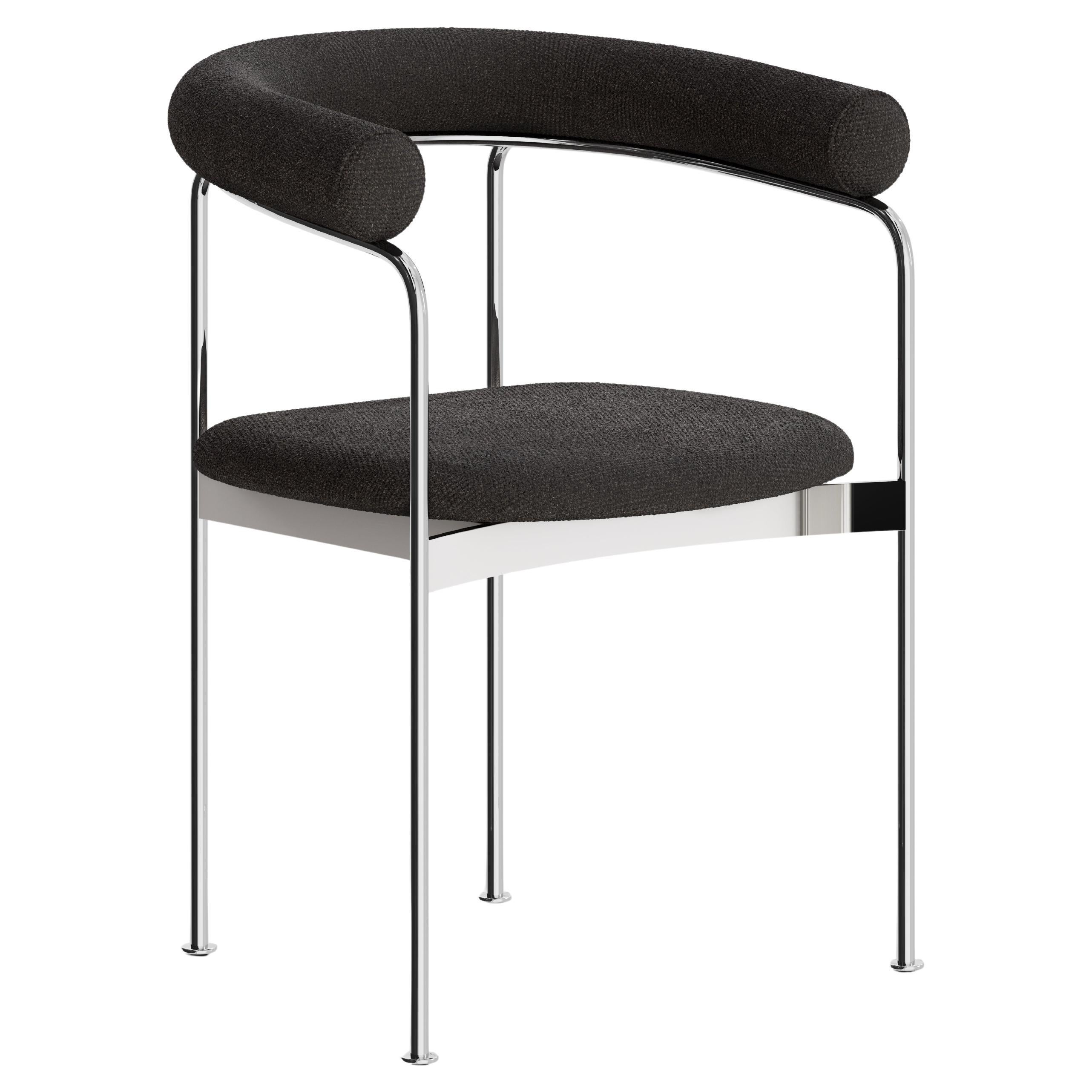 Contemporary Chair 'BAIA' by Kensaku Oshiro x DK3, Chrome Frame, Grey Fabric