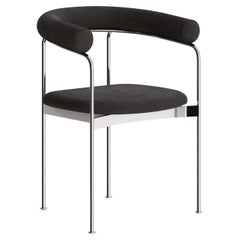 Contemporary Chair 'BAIA' by Kensaku Oshiro x DK3, Chrome Frame, Grey Fabric