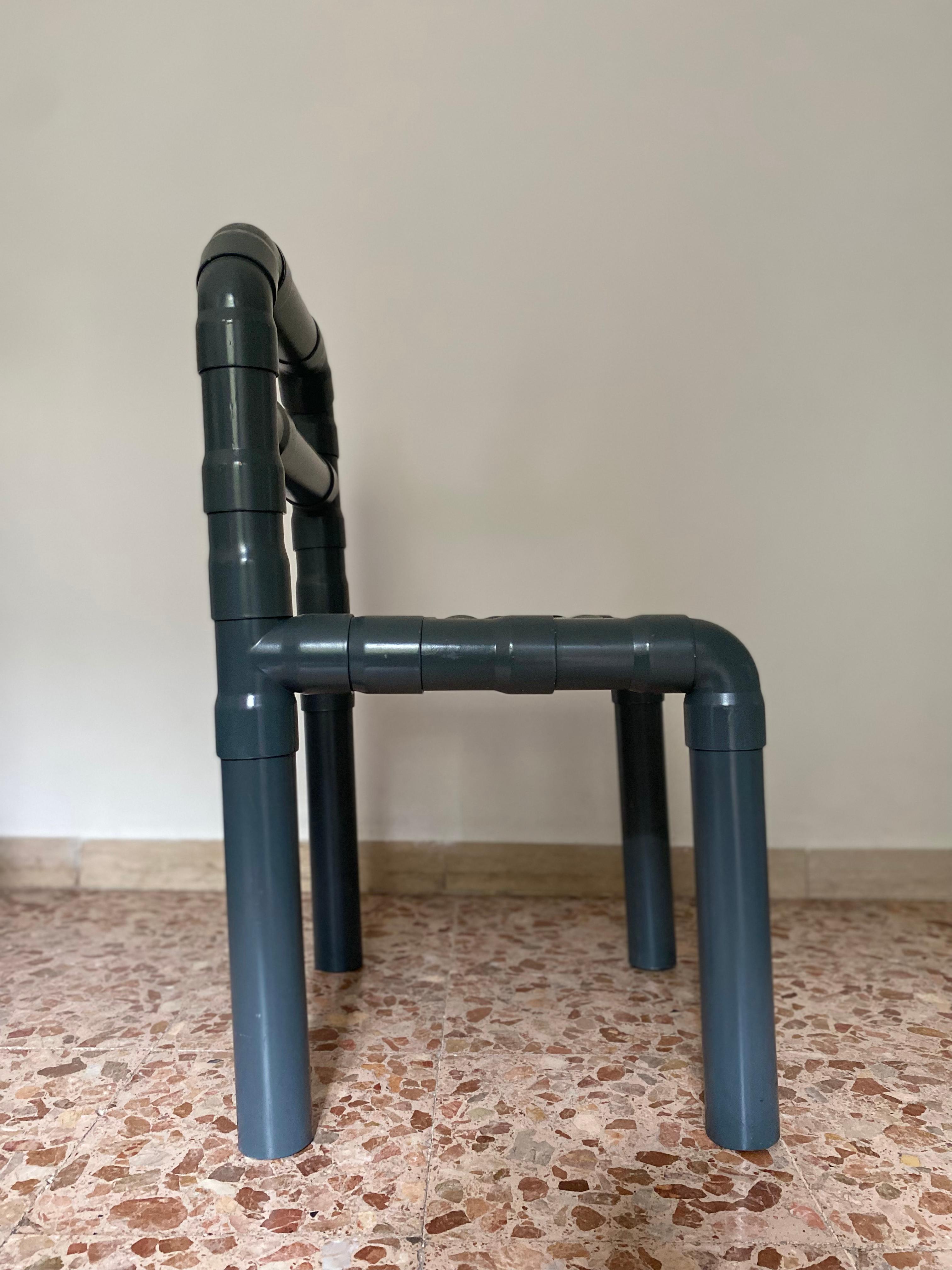 Modern Contemporary Chair by Niccolo Spirito Mod. Diabo  / PVC Pipes For Sale