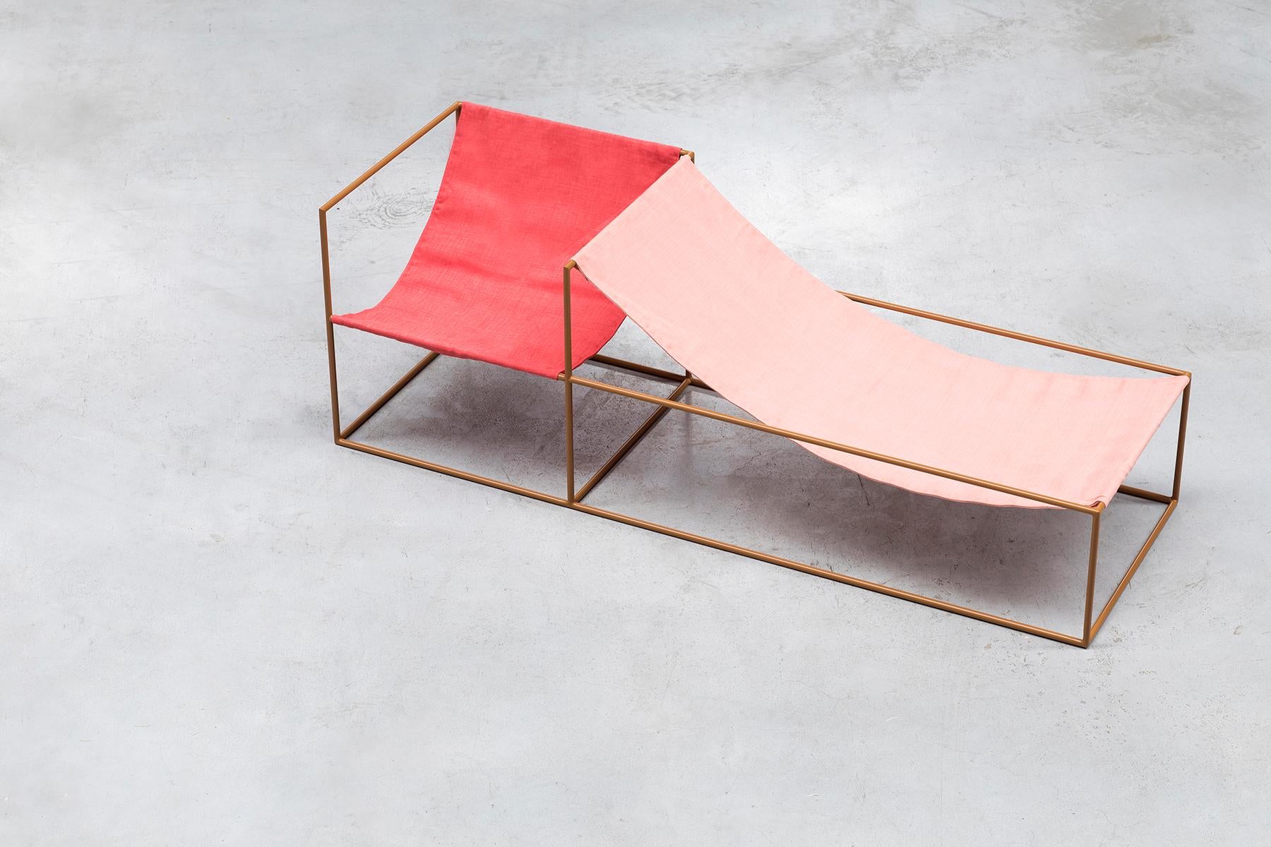 XXIe siècle et contemporain Contemporary Chair 'Duo Seat' by Muller Van Severen, Red + Pink en vente