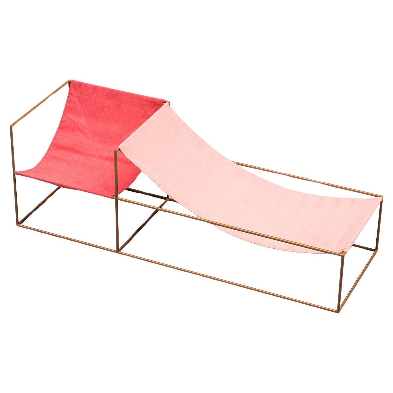 Contemporary Chair 'Duo Seat' by Muller Van Severen, Red + Pink For Sale