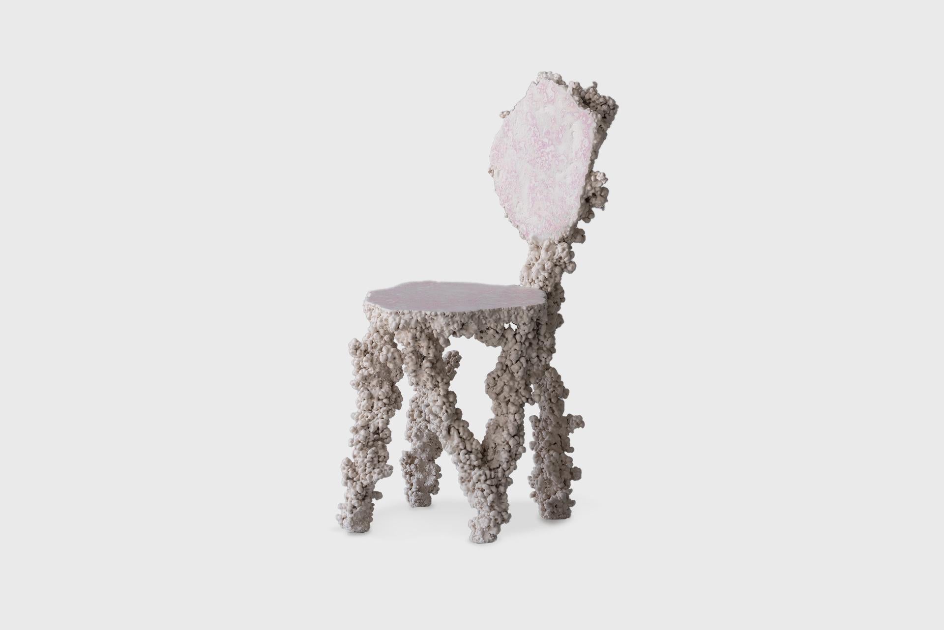 French Contemporary Chair Epimorph, Recycled Aluminium, Resin, Mineral, Elissa Lacoste For Sale
