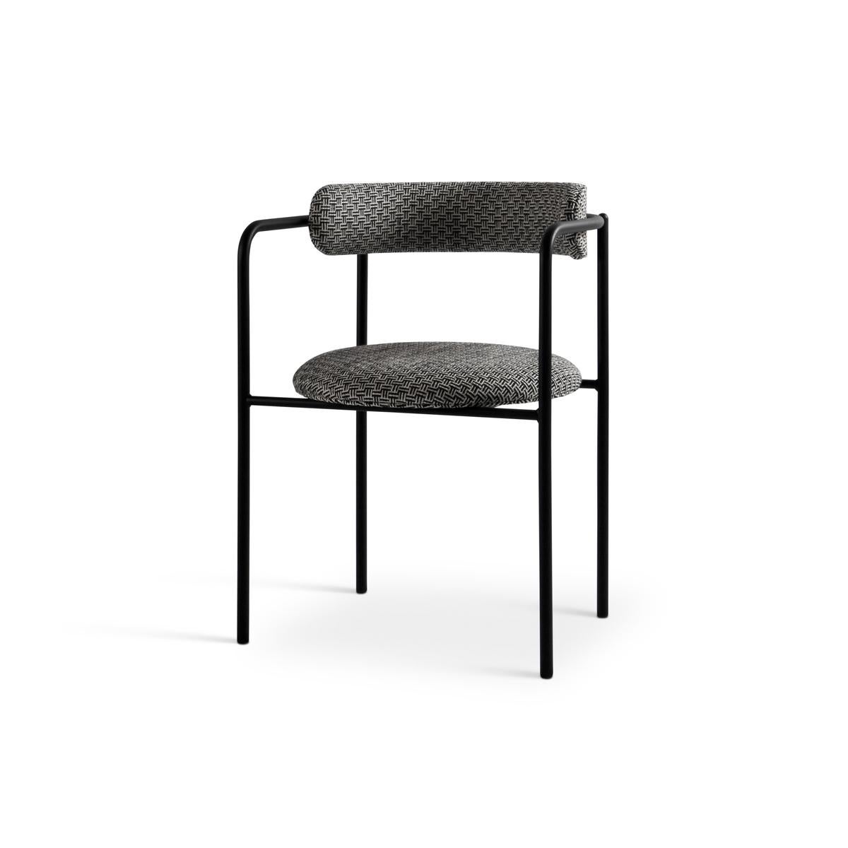 Contemporary Chair 'FF 4-Legs', Vidar Fabric, Black 1880 and White 1880 For Sale 4