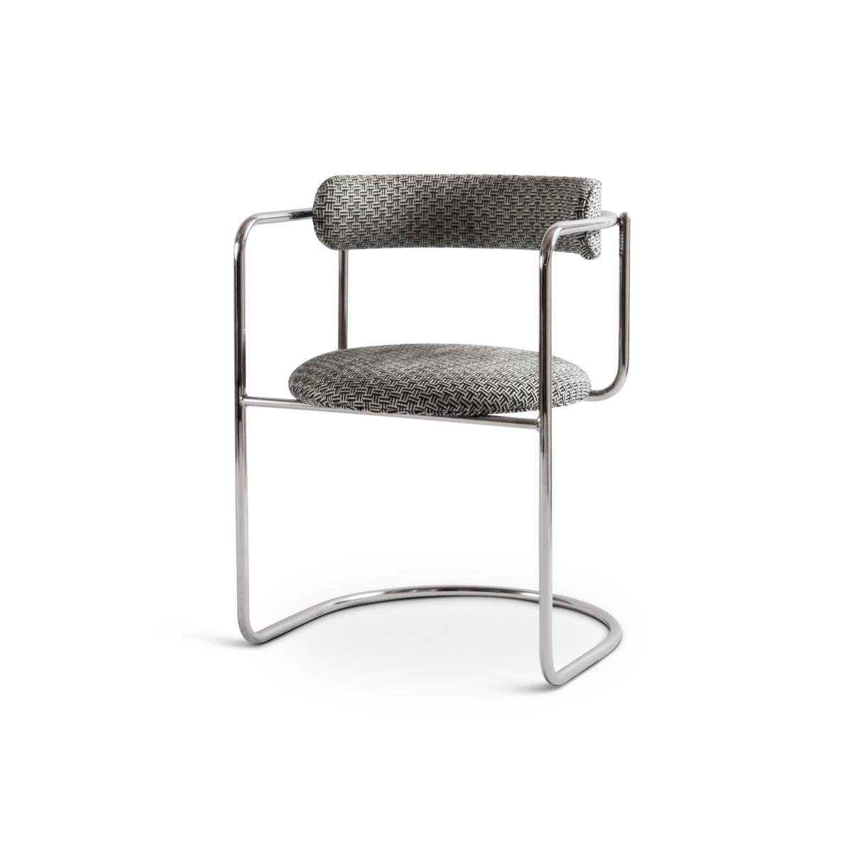 Contemporary Chair 'FF 4-Legs', Vidar Fabric, Black 1880 and White 1880 For Sale 5