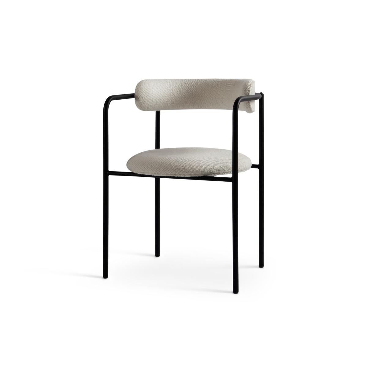 Contemporary Chair 'FF 4-Legs', Vidar Fabric, Black 1880 and White 1511 For Sale 8