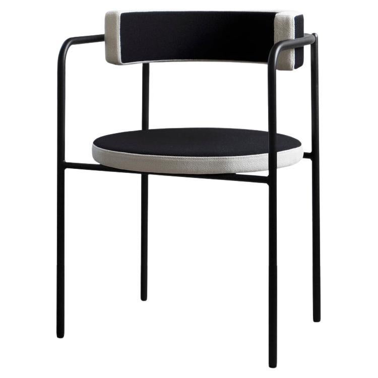Contemporary Chair 'FF 4-Legs', Vidar Fabric, Black 1880 and White 1511 For Sale