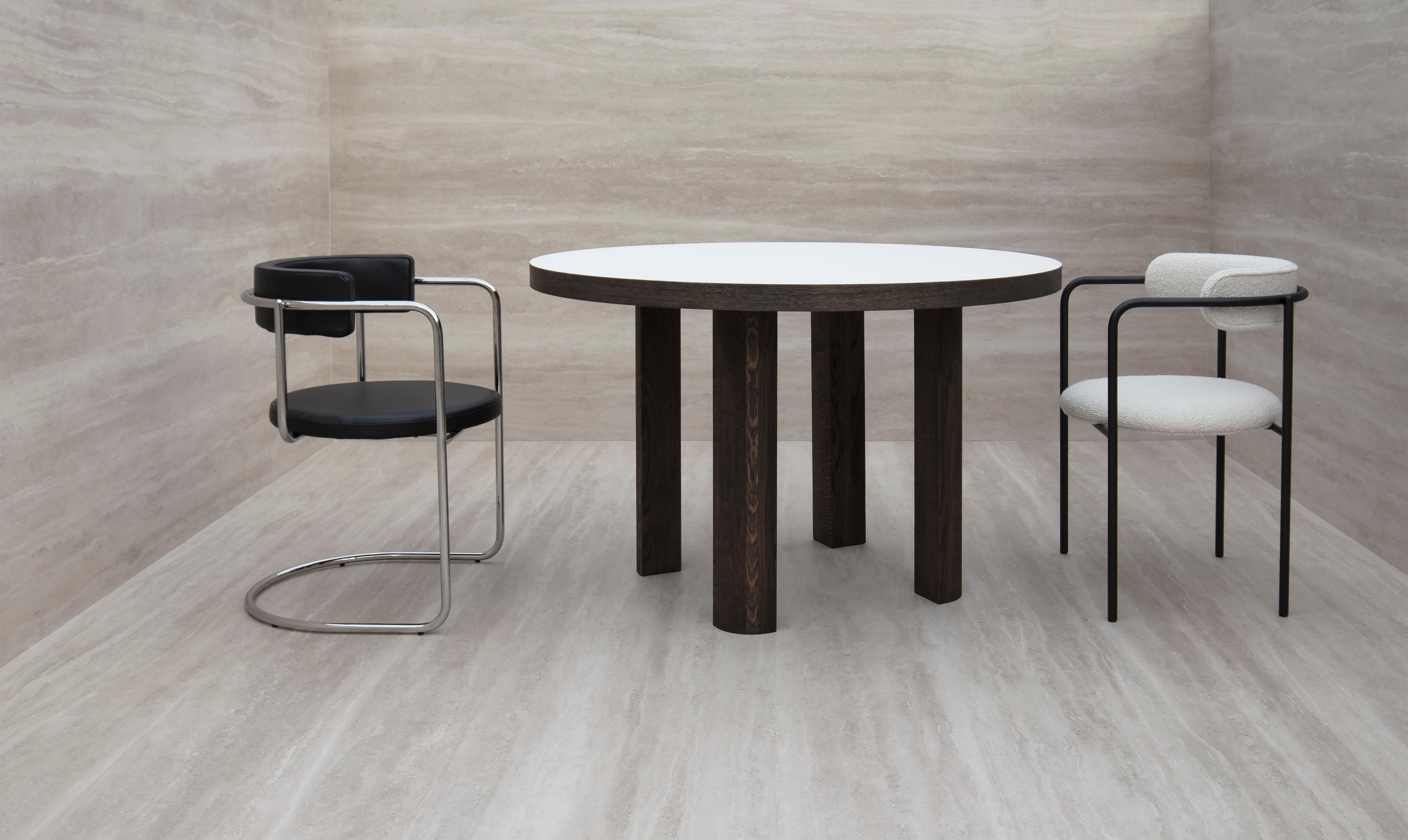 Organic Modern Contemporary Chair 'FF 4-Legs' Black Dakar Leather, Chrome Legs For Sale
