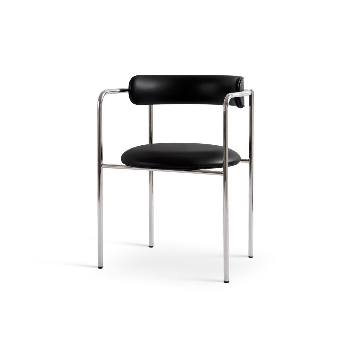Contemporary Chair 'FF 4-Legs', Black Frame, Dakar Leather, 0197 For Sale 12