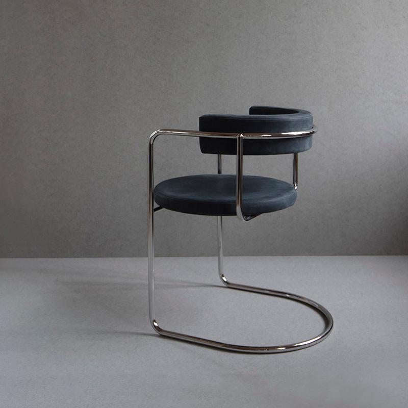 Contemporary Chair 'FF 4-Legs' Black Dakar Leather, Chrome Legs For Sale 1