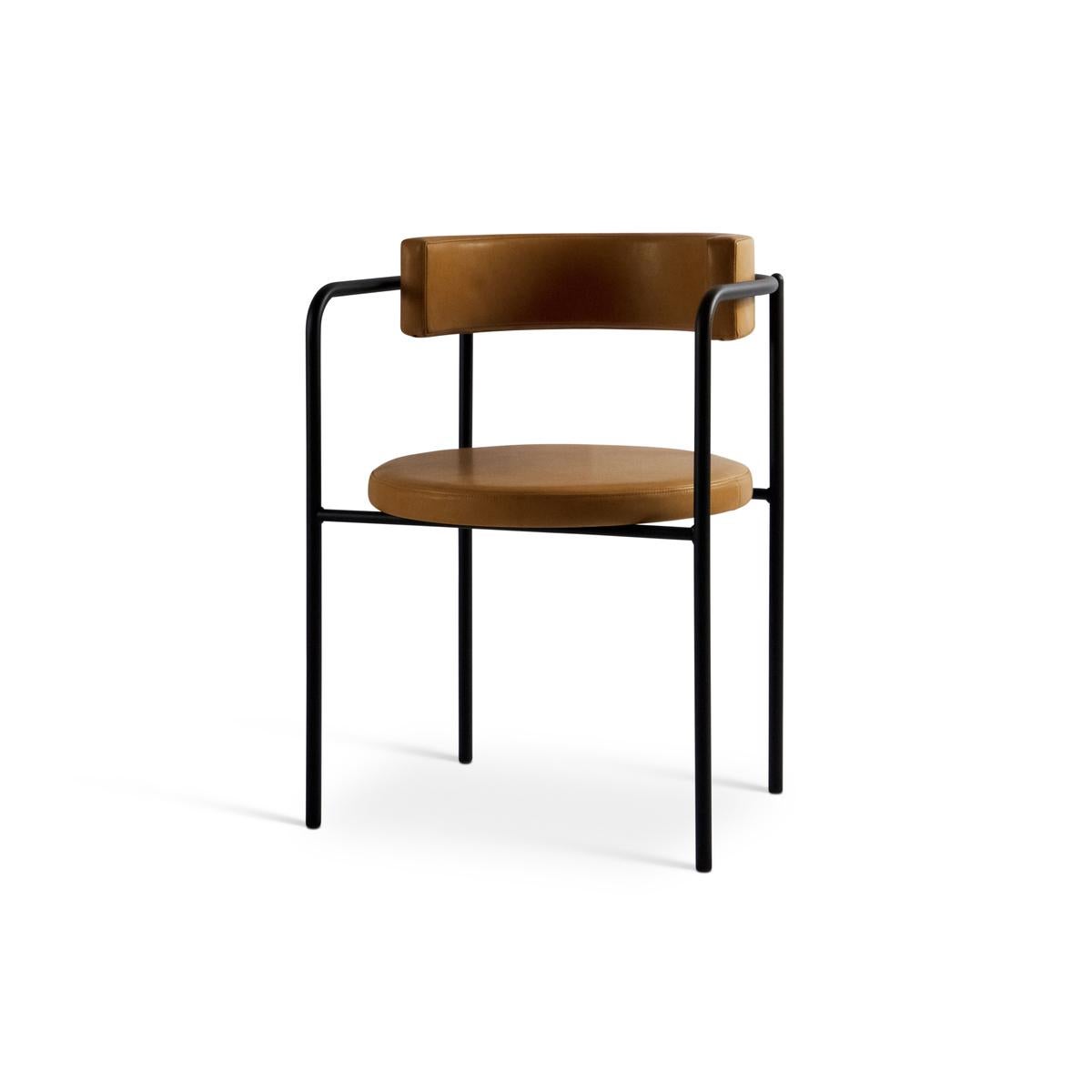 Contemporary Chair 'FF 4-Legs' Dakar Leather, Black 0842, Chrome Legs For Sale 1