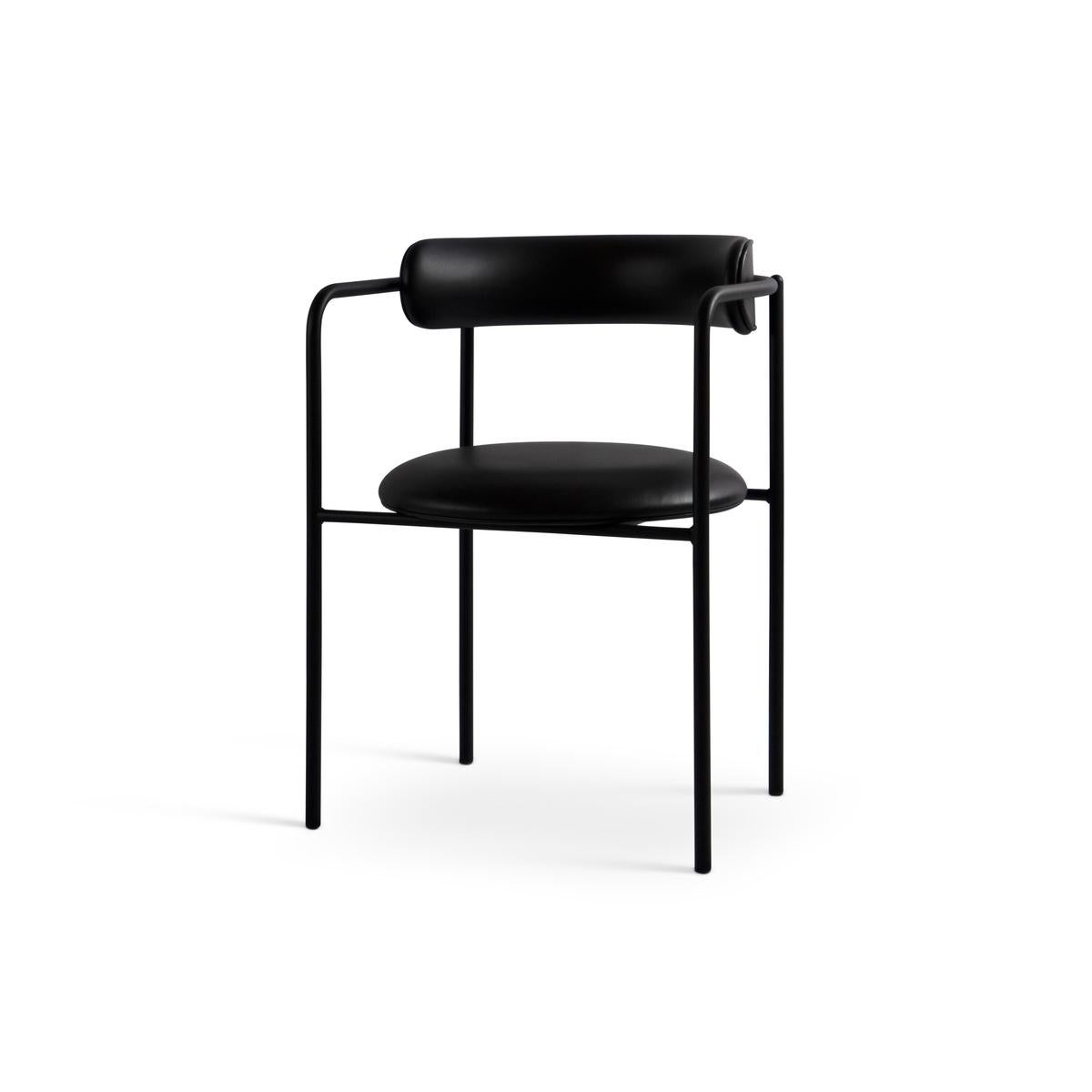 Contemporary Chair 'FF 4-Legs' Black Steel, Camel, Dunes Leather, 21004 For Sale 5