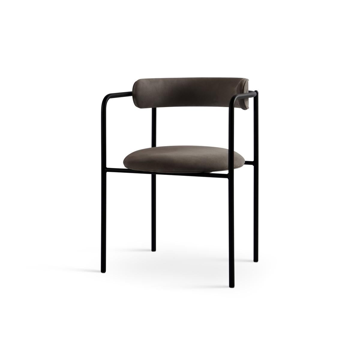 Contemporary Chair 'FF 4-Legs' Black Steel, Camel, Dunes Leather, 21004 For Sale 9