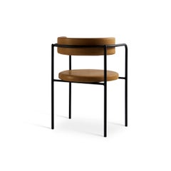 Silla Contemporánea 'FF 4 Patas' Acero Negro, Camel, Piel Dunas