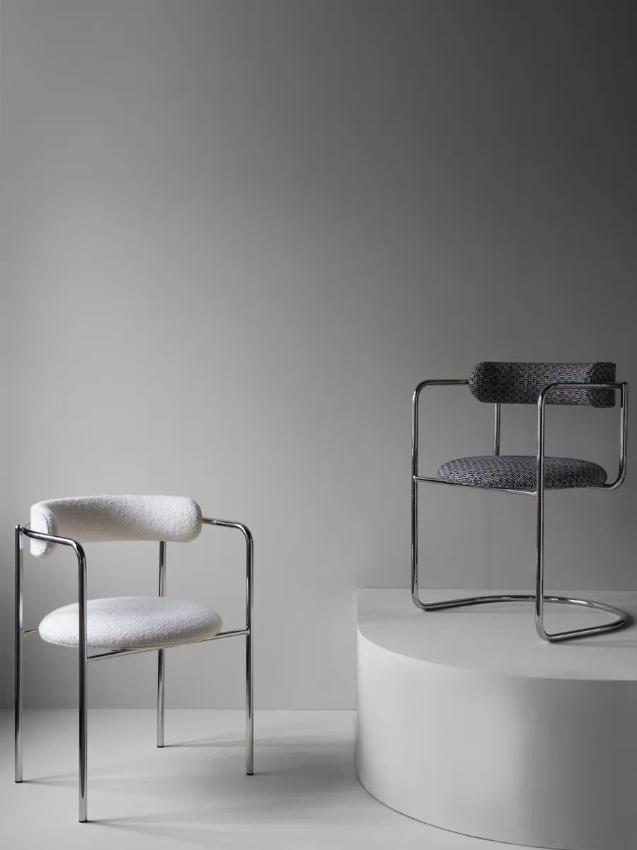 Organic Modern Contemporary Chair 'FF 4-Legs' Black Steel, Camel, Dunes Leather, 21004 For Sale