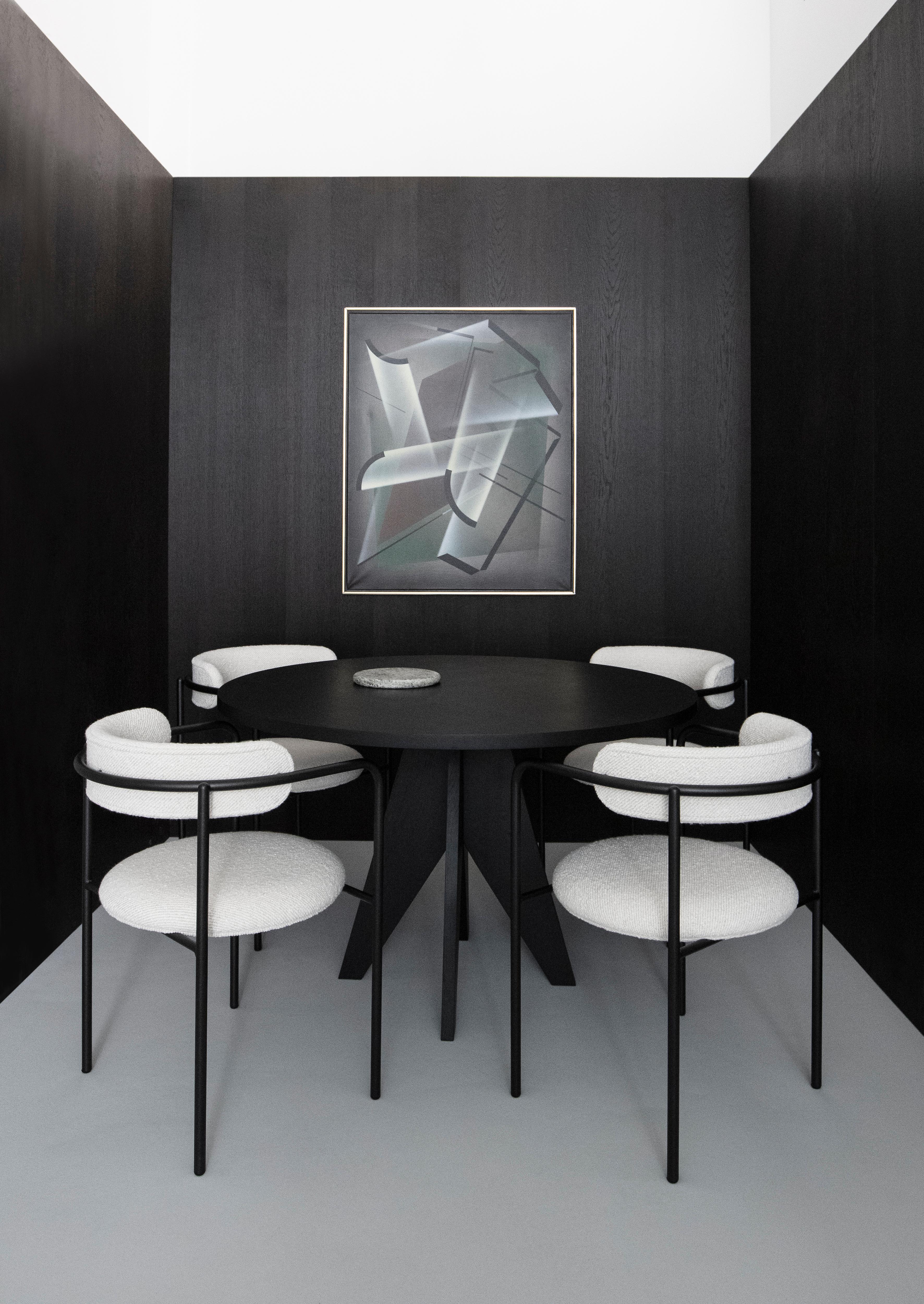 boucle chair black legs