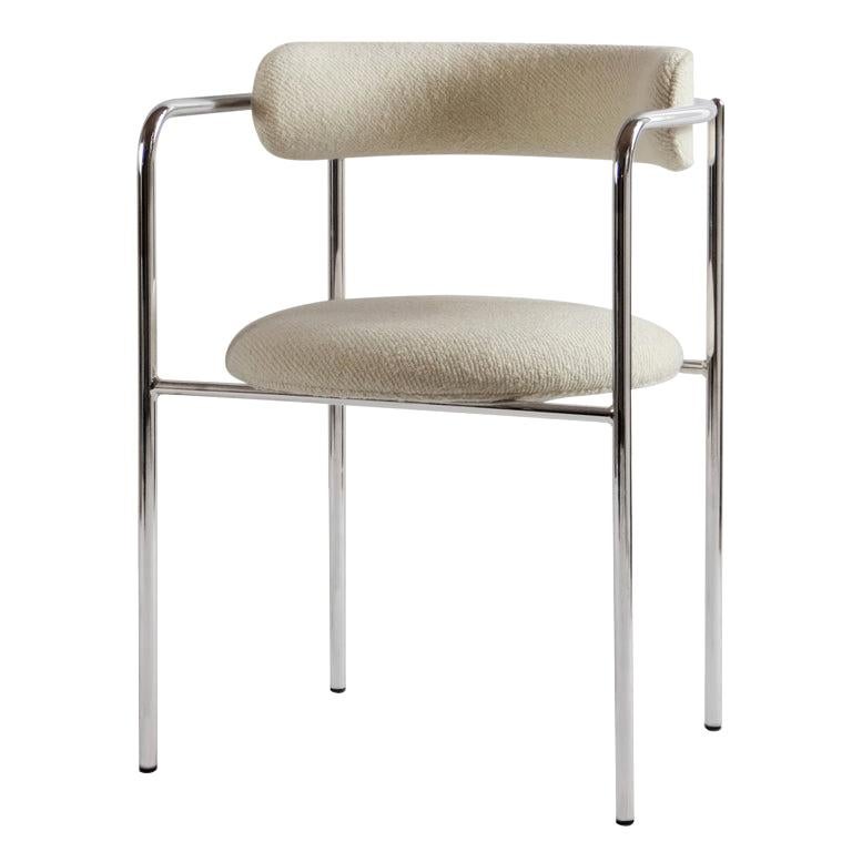 Contemporary Chair 'FF 4-Legs' Bouclé, A Joy 001, Chrome Legs For Sale