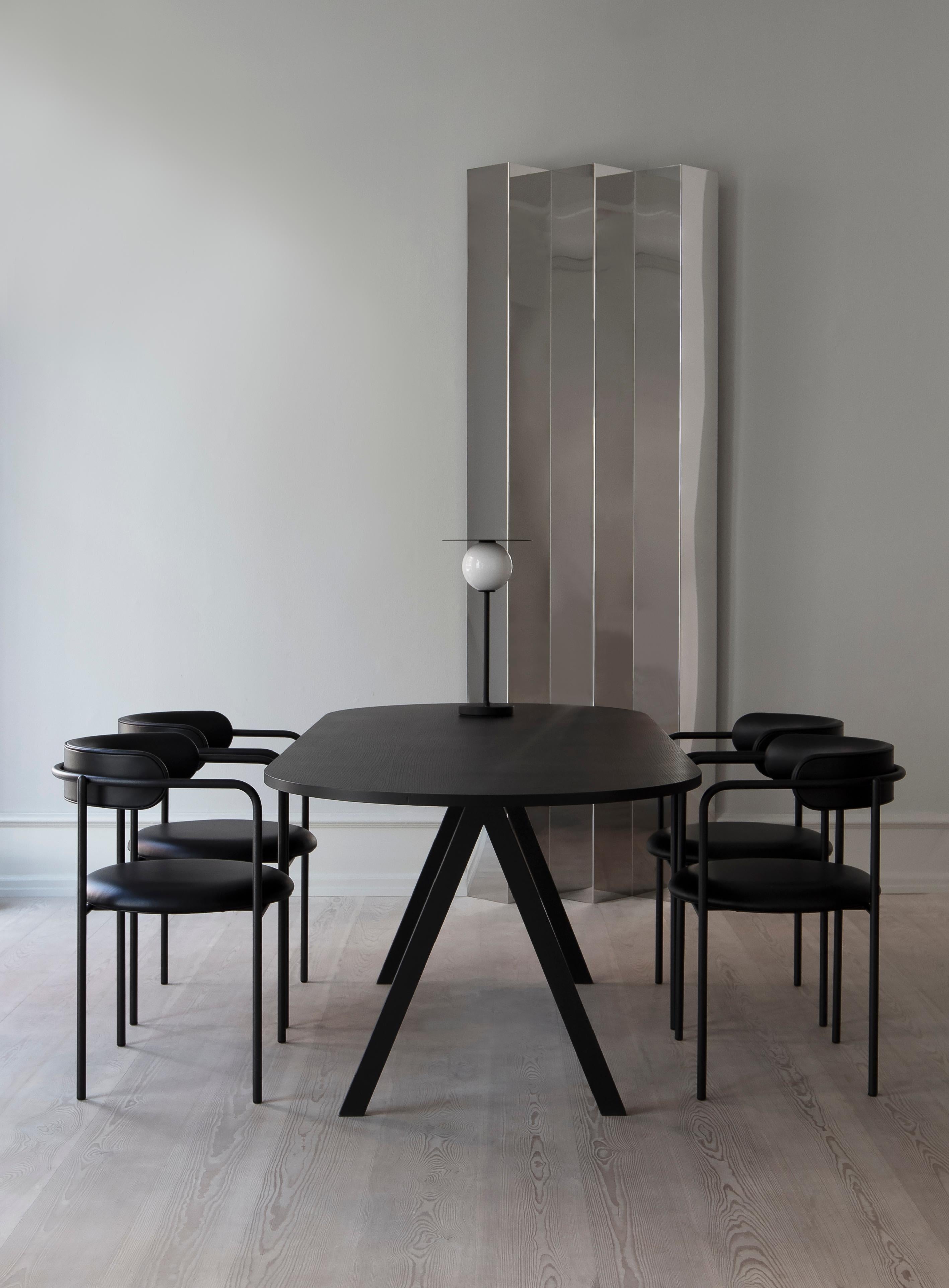 Chaise Contemporary 'FF 4-Legs', Full Black, Dakar Leather Neuf - En vente à Paris, IDF