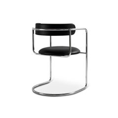 Contemporary Chair 'FF Cantilever' Black Dakar Leather, Chrome Legs