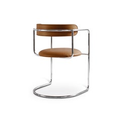 Contemporary Chair 'FF Cantilever' Cognac Leder, Chromfüße