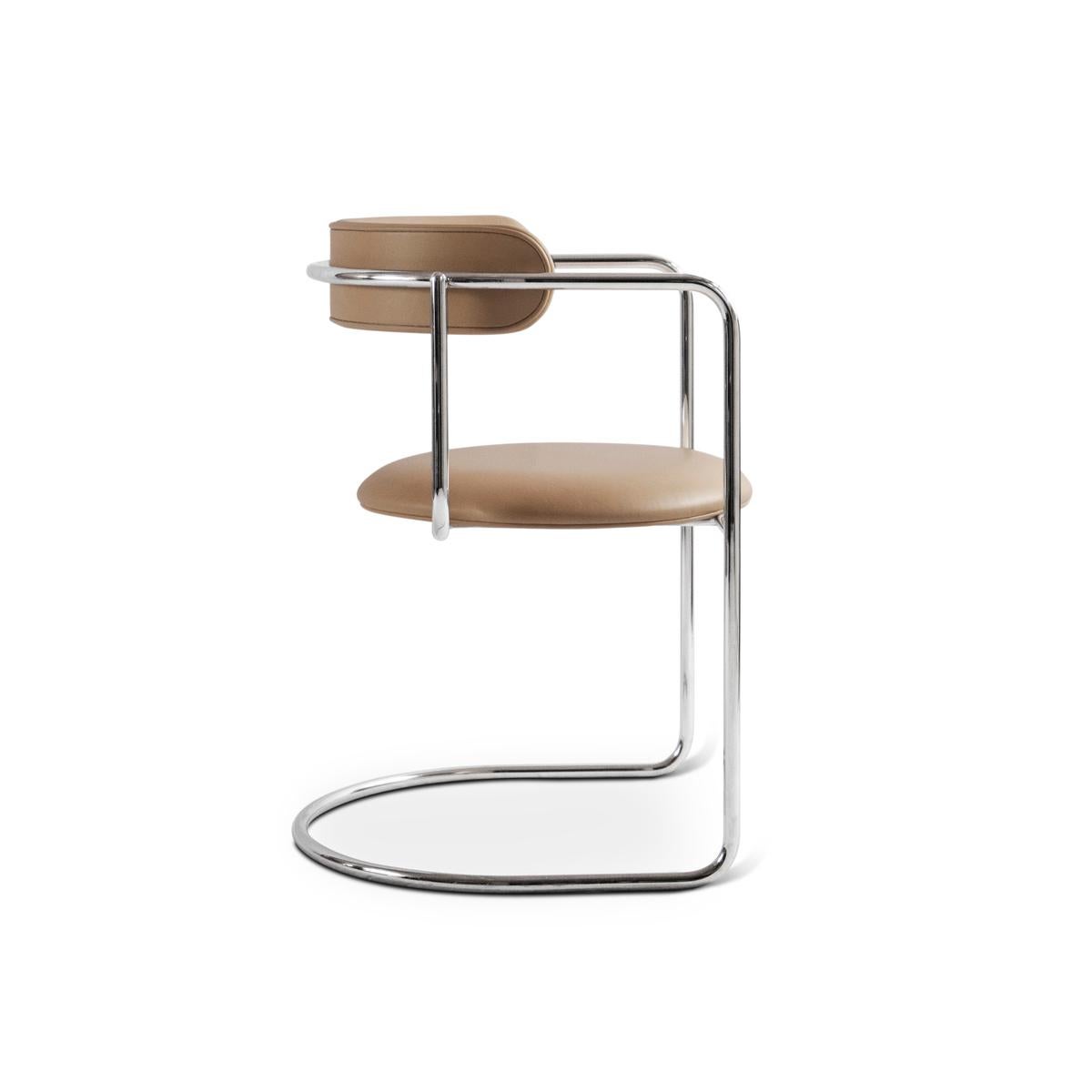 Organic Modern Contemporary Chair 'FF Cantilever' Dakar Leather, 0197, Chrome Legs For Sale