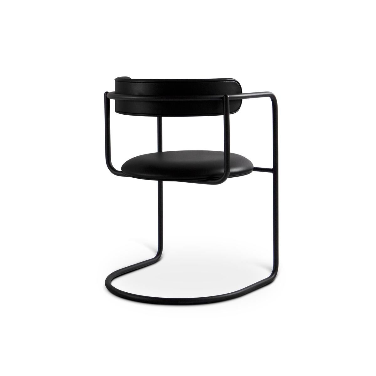 Contemporary Chair 'Ff Cantilever' Dakar Leather, All Black For Sale 2
