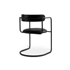 Contemporary Chair 'Ff Cantilever' Schwarzes Dakar-Leder, schwarzer Stahl