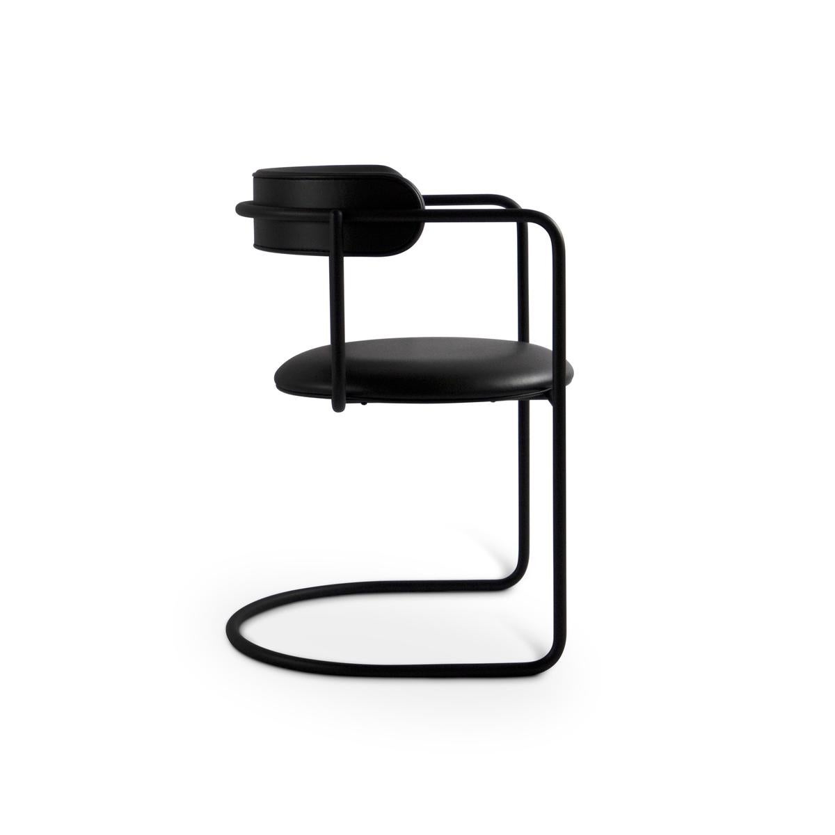 Contemporary Chair 'Ff Cantilever' Dakar Leather, All Black For Sale 4