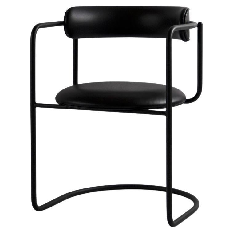 Chaise contemporaine en cuir Dakar « Ff Cantilever », entièrement noire