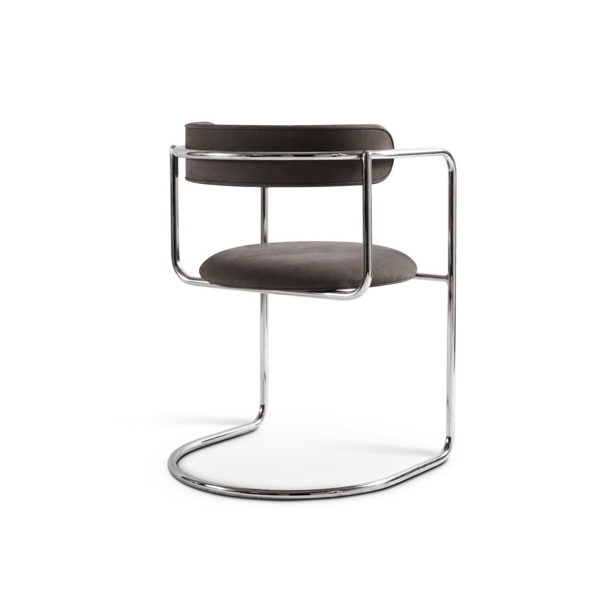 Contemporary Chair 'FF Cantilever' Nubuck Leather, Chrome Legs For Sale 2