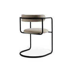 Contemporary Chair 'FF Cantilever' Off-White Leather, Black steel