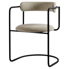Contemporary Chair 'FF Cantilever' Off-White Leather, Black steel