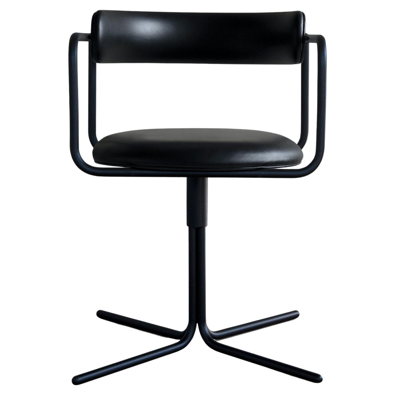 Contemporary Chair 'FF Swivel' Black Frame, Black Leather