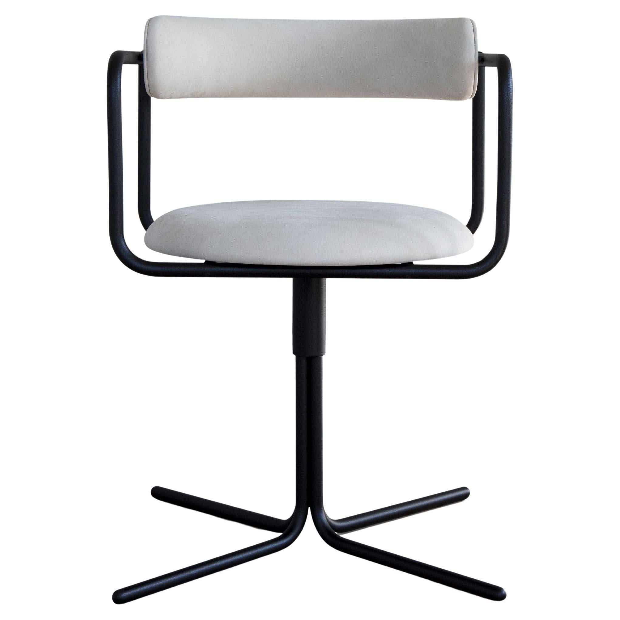 Contemporary Chair 'FF Swivel' Black Frame, Mineral Leather
