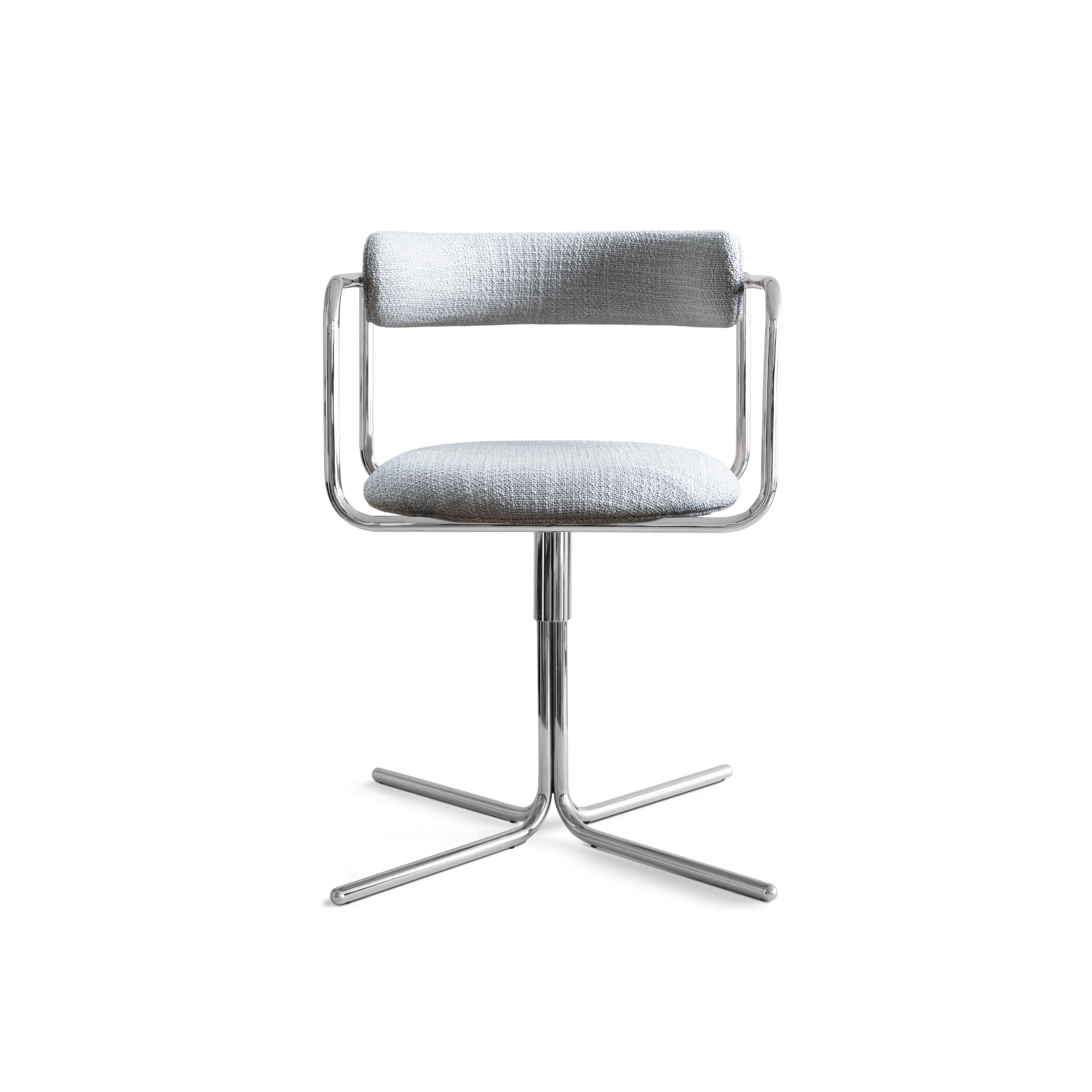 Contemporary Chair 'FF Swivel' Chrome and Leather, Cognac For Sale 6